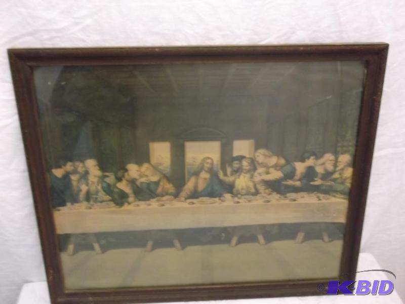 lot 22 image: Vintage religious picture The Last Supper in ...