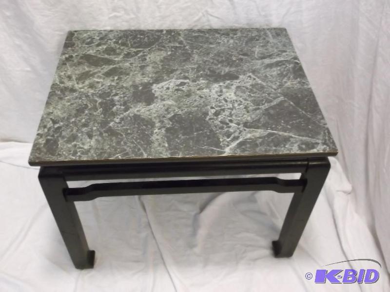 lot 3 image: Solid wood with laminate top End Table measur...