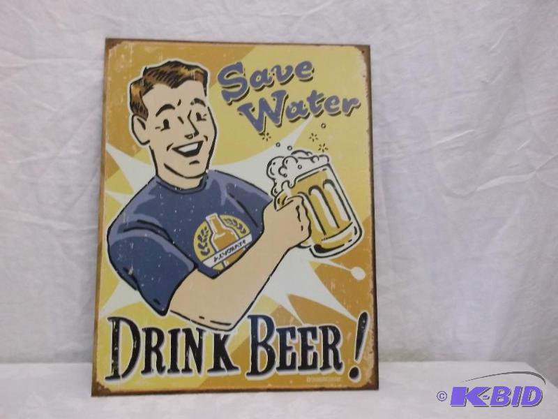 lot 31 image: Collectable Drink Beer sign measuring 12 12&...