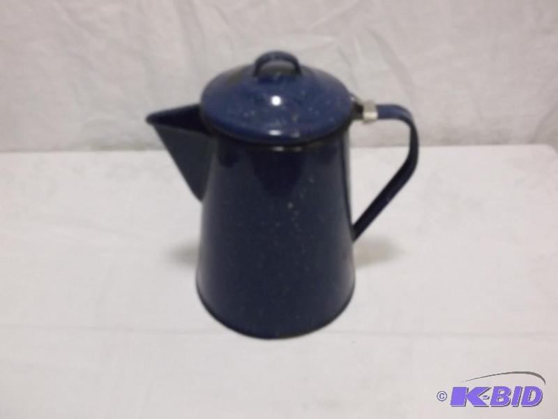 lot 8 image: Nice enamel coffee pot usable or make a good ...