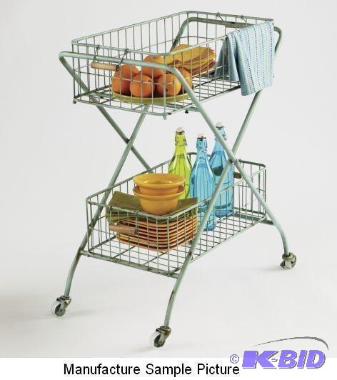 lot 107 image: Two Wire Basket Cart - Green -&nbspThere are...