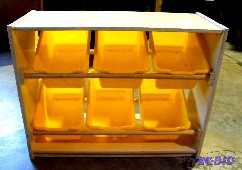 lot 147 image: ToteBin Organizer - Wood frame - Plastic tot...