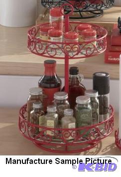 lot 148 image: Two Tiered Lazy Susan - Red -&nbspScrolled h...