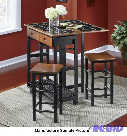 lot 153 image: Tile Top Rolling Kitchen Cart -&nbspWith a s...