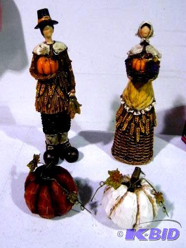 lot 223 image: Decorative Carved Pumpkins - Set of two - Ste...