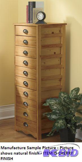 lot 29 image: Cherry Finish 10 Drawer Taboret Cabinet - Pic...