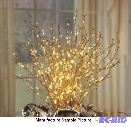 lot 48 image: LED Lighted Tree -&nbspGoldtone branches dot...