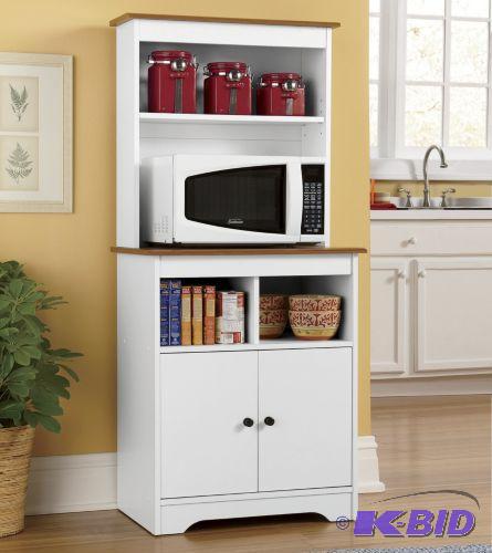 White Microwave Stand with Hutch - An essenti... | Win It Warehouse #89