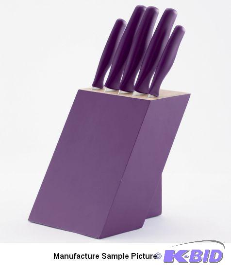 lot 88 image: Six Piece Purple Cutlery Set with Block - 5 k...