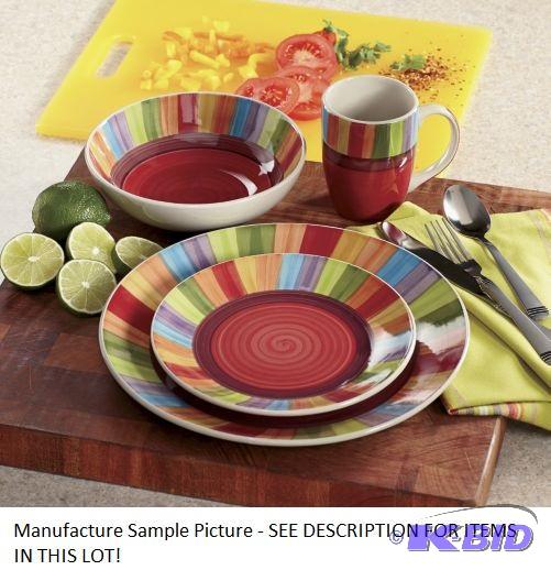 lot 99 image: Seven Piece Rainbow Dinnerware Set - 4 dinner...
