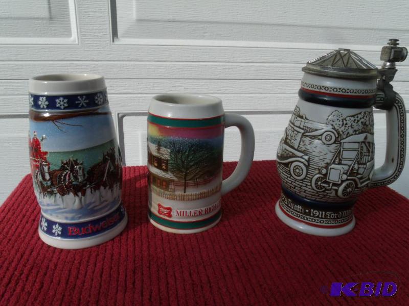 Avon, Budweiser and Miller Steins   Lot3