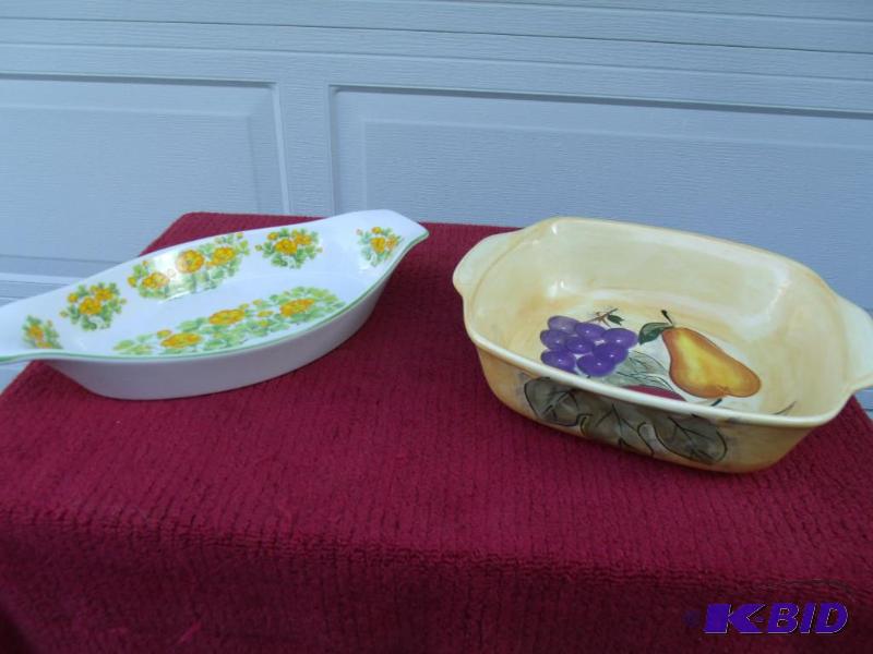 Floral and Fruit Baking Dishes    Lot2