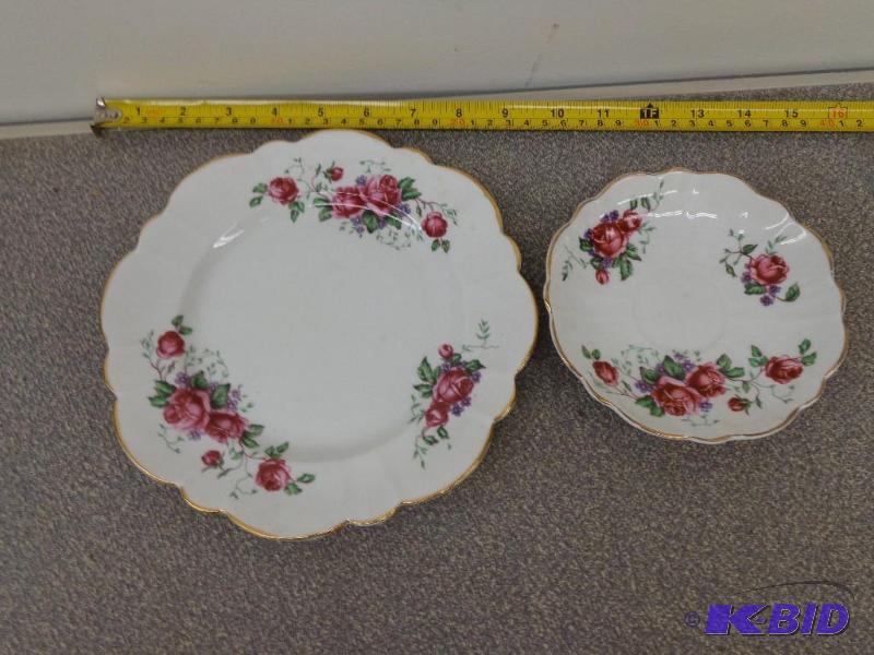 Vintage Plates Quantity 2 Rose Flower Design ...