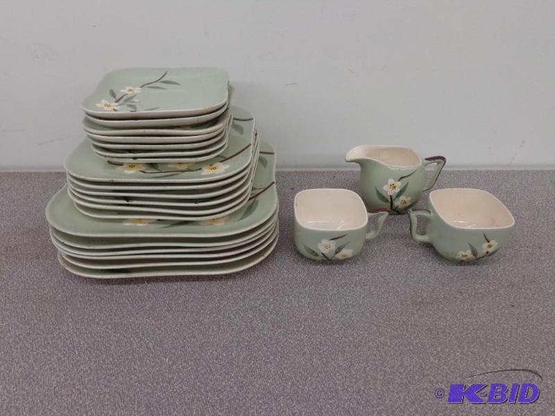Set of Green Floral Print Dishes 9 12&quot ...