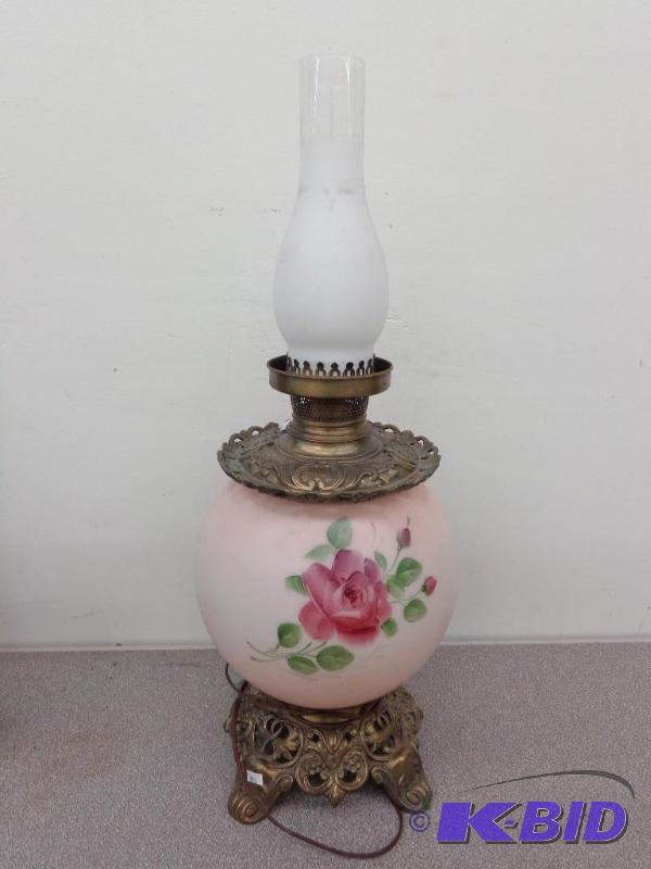 Vintage Lamp Rose Print Rose Print, Cast Bras...