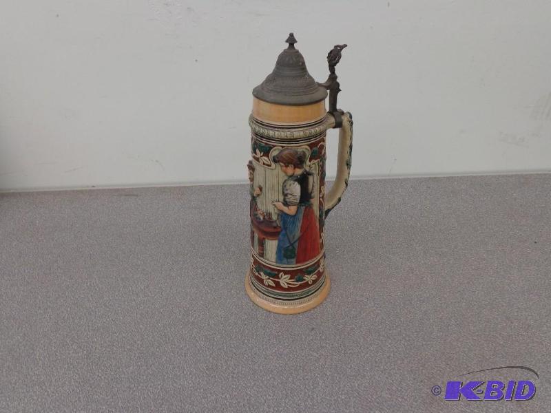 German Beer Stein with Flip top Lid 15&quot ...