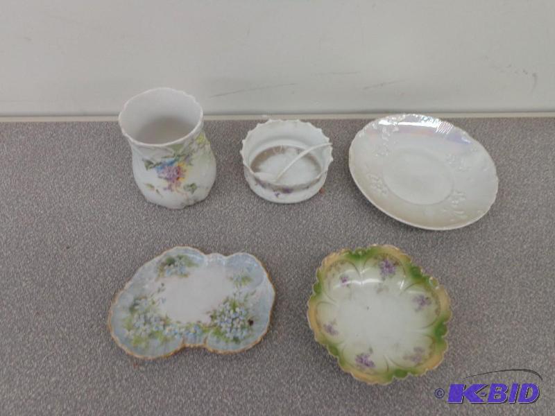 Saucer, Sugar Dish, Floral Flower Vase RS Ger...