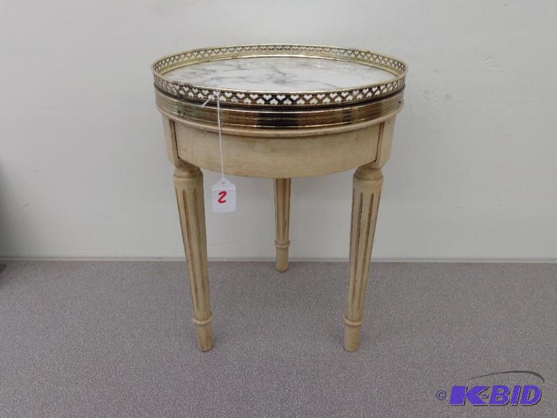 Small Three Legged Table with Marble Top 18 1...