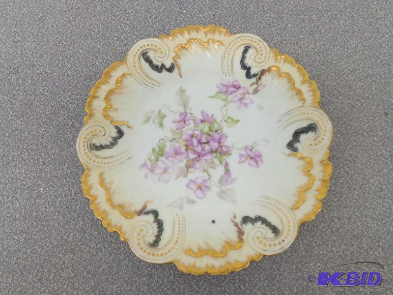 Hand Painted Plate Floral and Filigree Design...