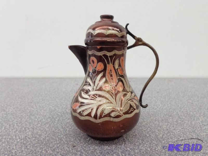 Copper Etched Syrup Pourer Etched Floral Desi...