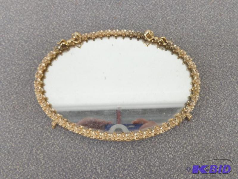 Mirror with Golden Flower Frame with 2 kids o...