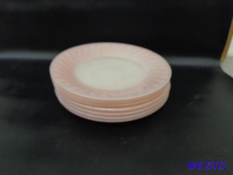 Pink Depression Glass 7 Plates 9 18&quot Wi...