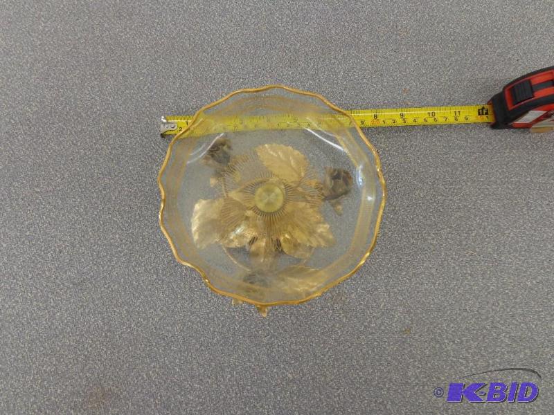 Gold Base and Trim Pedestal Server with Glass...