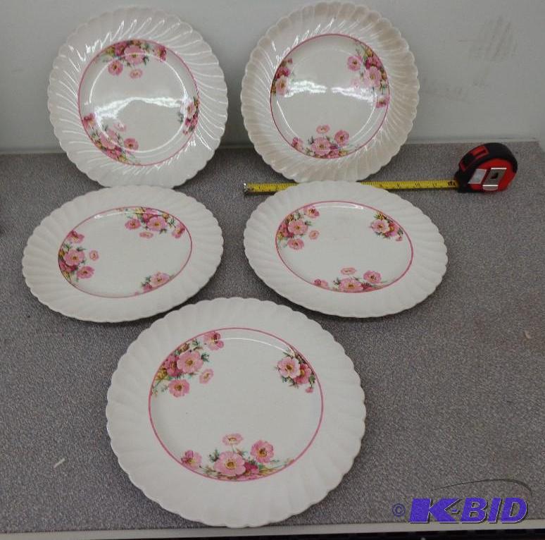 5 Vintage Floral Design Plates Porcelain 9 3...