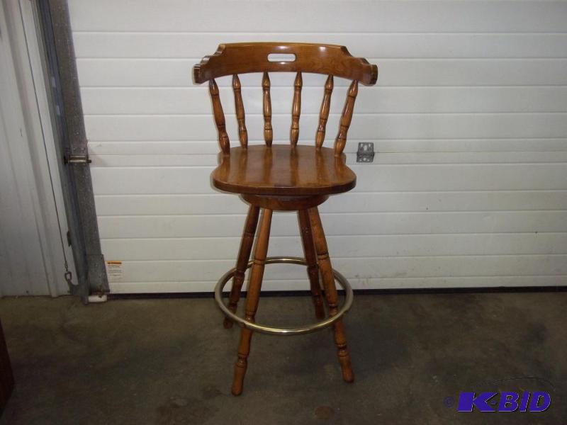 lot 110 image: Wood Swivel Bar Stool...