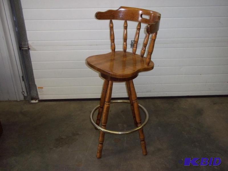 lot 112 image: Wood Swivel Bar Stool...