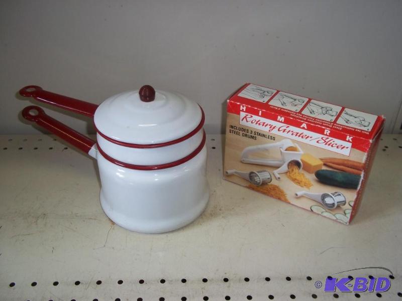 lot 118 image: Double Boiler and slicer...