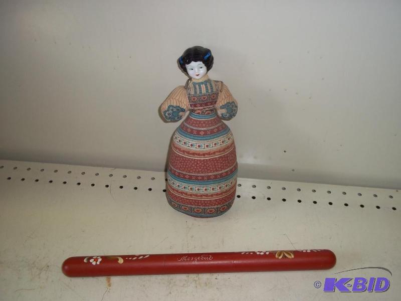 lot 125 image: Norwegian Stick Match Holder and Doll...