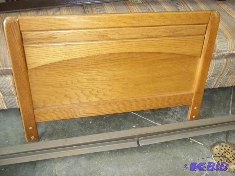 lot 134 image: Single Bed Frame with Wood Headboard...