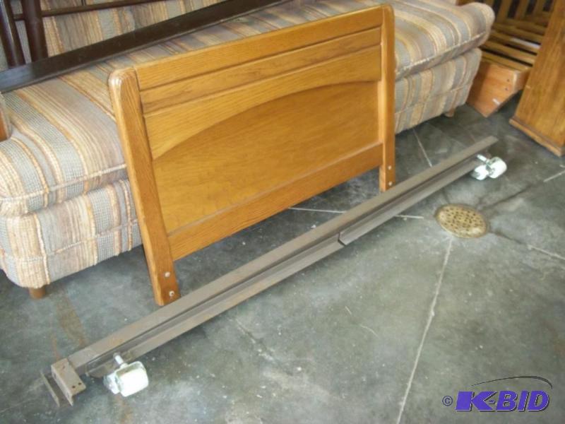 lot 135 image: Single Bed Frame with Wood Headboard...