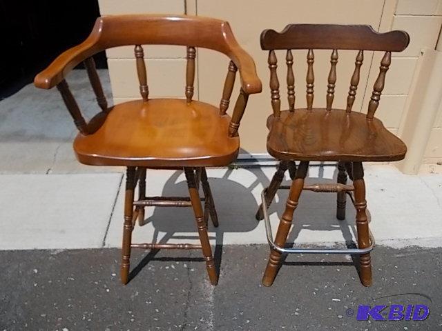 2- Wood Swivel Seat Bar Stools...