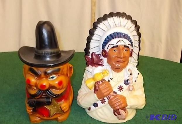 Indian Chief &amp Sheriff Cookie Jars...