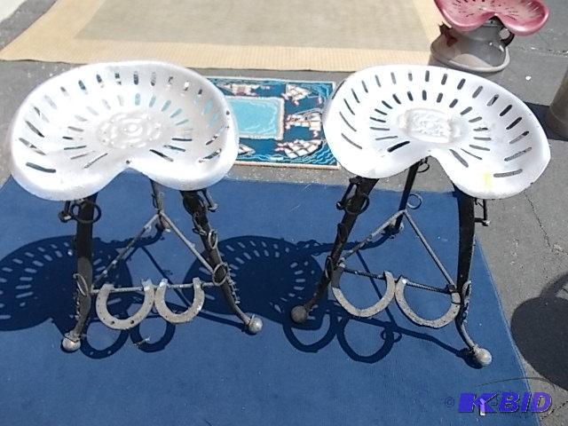 2-Hand Crafted Tractor Seat, Horse Shoe,&nbsp...