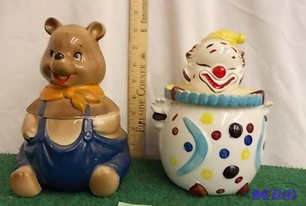 2-Small Cookie Jars (Clown &amp Bear)...
