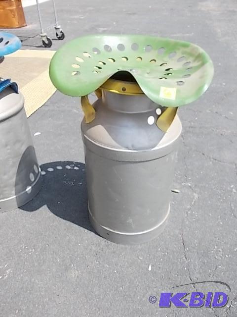 Milk Can With Tractor Seat (Green Accent)...