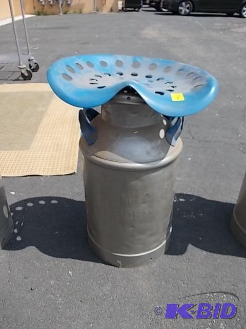 Milk Can With Tractor Seat (Blue)...