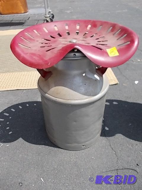 Milk Can With Tractor Seat (Red)...