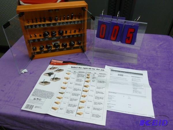 lot 5 image: Craftsman 30 piece router bit set with cabine...