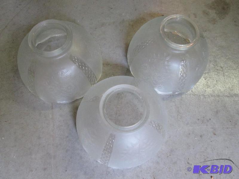 lot of 3 nice frosted glass with raised patte...
