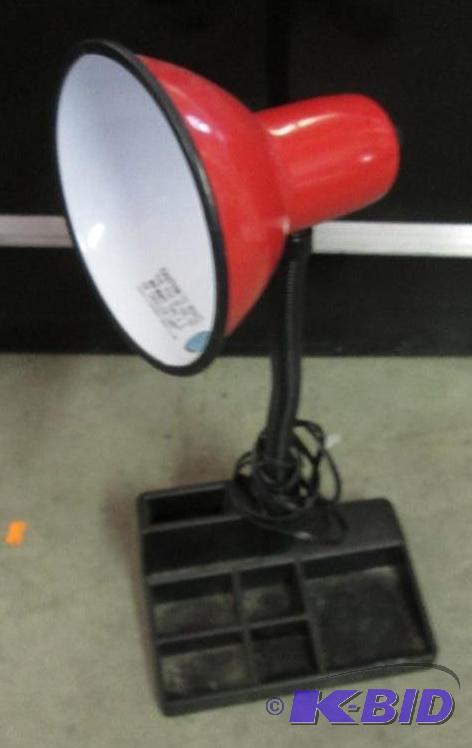 17in high red desk lamp with oganizer base, l...
