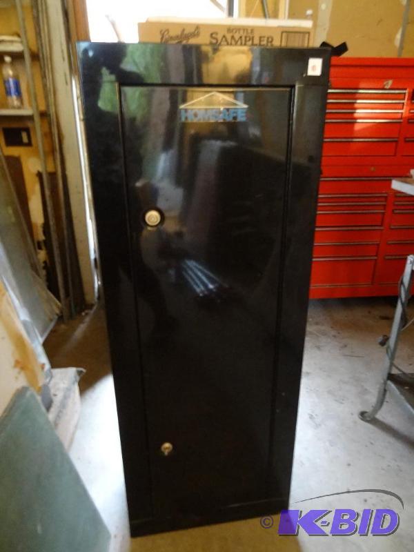 lot 10 image: Hom Safe Locking Cabinet. No Key. New. Has So...