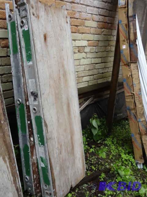 lot 196 image: 19 x 60 aluminum plank. Wood top. Qty 2. One ...