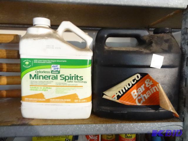 lot 220 image: Odorless mineral spirits. Bar and chain oil...