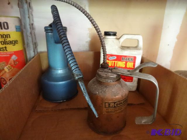 lot 223 image: 2 oil cans. Jug of cutting oil...