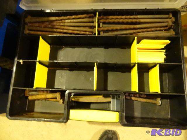 lot 263 image: Stanley hardware case with misc lag screws. T...