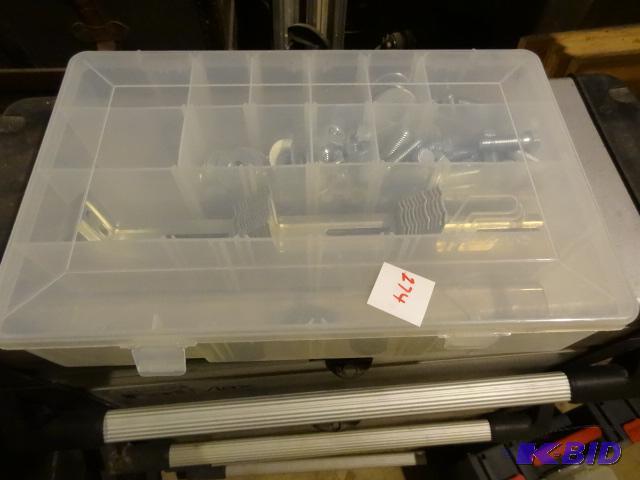 lot 274 image: Plano plastic hardware case with misc bolts a...